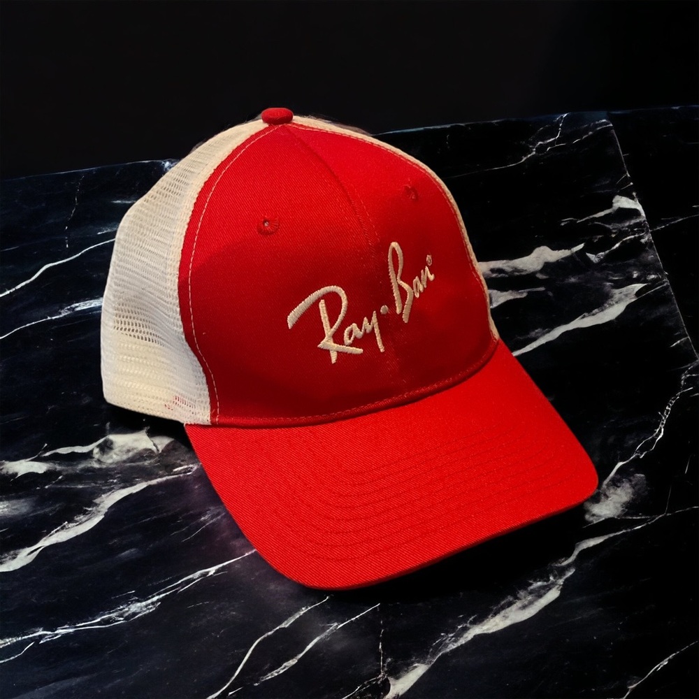 Ray-Ban Red/White mesh-back, snap ball cap